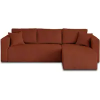 Best Mobilier Topaze - canapé d'angle réversible - 4 places - convertible avec coffre - en velours texturé , Terracotta