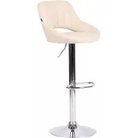 In And OutdoorMatch Tabouret de bar Hipo Crème Chrome Bethel - Tissu - Hauteur d'assise 60-81cm - Chaises de bar ergonomiques - Réglable en hauteur - 1 set - Avec dossier - Pour la cuisine et le bar