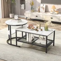 CDGlobal lot de 2 tables basses, table de salon, table basse avec structure en acier et étagères, design industriel, style scandinave, montage simple, table basse en bois, table d'appoint