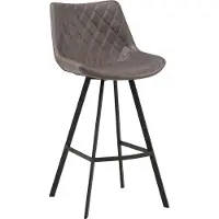 Happyment Tabouret de bar Falino – Taupe – Avec dossier et repose-pieds – Simili cuir – Tabouret de bar pour cuisine et bar – Charge maximale 120 kg – 1 pièce