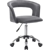 Happyment Chaise de bureau - Velours - Ergonomique - Gris foncé - Réglable en hauteur - Pivotant - Avec accoudoirs