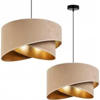 Light11 HOME Suspension Lustre Velours doré Abat-jour