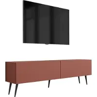 3Xeliving Meuble TV : rouge brique, 140 x 52 x 32 cm, pieds noirs