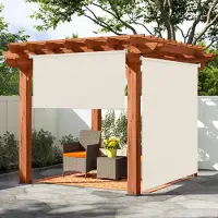 Fiqops Faziango Lot de 2 stores verticaux 140 x 240 cm Store de balcon Beige Protection visuelle Protection solaire Résistant aux UV Imperméable Balcon Terrasse