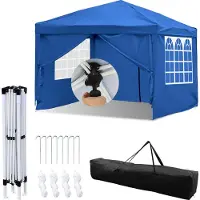 Izrielar Pavillon 3x3m, pliable, avec 4 parois latérales, sac de transport, imperméable, protection UV 50+, type pop-up, idéal pour le jardin, la fête ou comme tente. Couleur : bleu