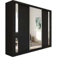 MargaretHadas24 Armoire Gabo de 240 cm avec miroir, 3 portes coulissantes (couleur : noir)