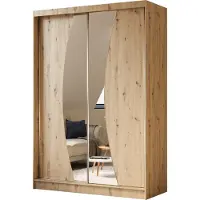 MargaretHadas24 Armoire Vex de 150 cm avec miroir, 2 portes coulissantes (couleur : artisan)
