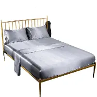 CANDeal ensemble de draps en satin de luxe 4 pièces, 1 drap (260 x 245 cm), 1 drap-housse (200 x 180 cm), 2 taies d'oreiller (50 x 75 cm)