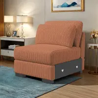 UnboxG Canapé simple en velours côtelé – Orange, fauteuil moderne pour 1 personne, siège pour salon ou chambre à coucher