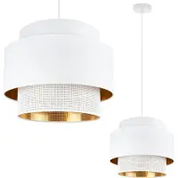 Light11 HOME Asti Trio Lampe À Suspendre Blanc Or 35Cm Résille