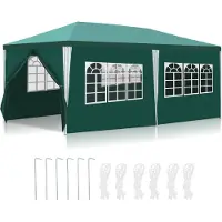 Izrielar Pavillon Tente de réception avec parois latérales, porte à fermeture éclair & fenêtres, résistant aux intempéries, 3x6m vert