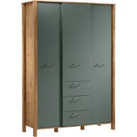 AX Living Armoire à tiroirs Iseonia S3P3T - 138cm, chene Wotan & Green