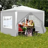 Yakimz Pavillon Tente de jardin - Nettoyage facile, durable avec parties latérales, parfaite tente de réception Blanc 3x3m