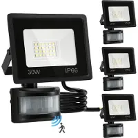 Peviasot Projecteur LED Jayseuw avec détecteur de mouvement 4X 30W, IP66 étanche, projecteur de jardin, projecteur LED 6000K