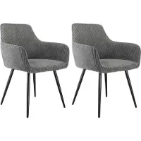 Aiorber Chaise de salle à manger, 2-St,CordStoff,avec accoudoirs, ergonomique, souple et confortable, pieds noirs, pour salle à manger, salon, 58x61x83 cm,Gris foncé