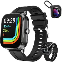 Zelurxx Smartwatch Casque Bluetooth 2-en-1 Unisexe Grand écran Fitness TWS Fréquence cardiaque APP Multilingue Noir