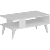In And OutdoorMatch Table basse élégante Kendra - 40x90x45 cm - Blanc - Bois - Panneau de particules - Design moderne