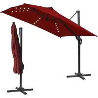 Aopunly 3M Parasol carré de terrasse avec manivelle, protection UV50+ rouge