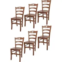 STOCK LINE t m c s Tommychairs - Lot de 6 chaises CUORE pour la cuisine et la salle à manger, structure robuste en bois de hêtre laqué couleur noyer clair et assise en bois