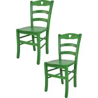 STOCK LINE t m c s Tommychairs - Lot de 2 chaises CUORE pour la cuisine et la salle à manger, structure robuste en bois de hêtre, peinte en vert aniline et assise en bois