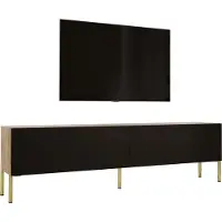 3Xeliving MEUBLE TV : Chêne Wotan / noir mat avec pieds en or, 170 x 52 x 32 cm