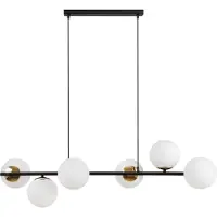 Light11 HOME Suspension Siena noir-or 6 flammes verre blanc E14