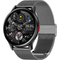 Douself SENBONO MAX11 Smartwatch, 1,43 pouces AMOLED plein écran tactile | IP68 étanche | BT5.0 | surveillance de la santé | plusieurs modes de sport, bracelet en acier maillé, noir