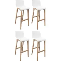 MOB-IN Lot de tabourets de bar TANNA en chêne et assise plastique blanche 75cm