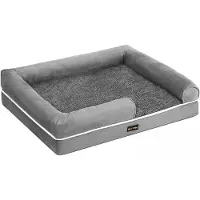 In And OutdoorMatch Coussin pour chien XL Herminia - Gris clair - Panier pour chien 91x71x25cm - Souple - Coussin orthopédique pour chien