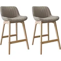 MOB-IN Lot de chaises MILK d'îlot et bar en chêne et assise tissu bouclette 65cm