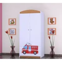 BDW Armoire, 2 portes, 2 tiroirs, penderie, 180x90 cm, hêtre