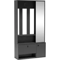 AX Living Armoire à chaussures avec vestiaire Tokessa 100cm avec miroir Graphite