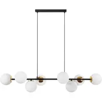 Light11 HOME Suspension Siena noir-or 8 flammes verre blanc E14