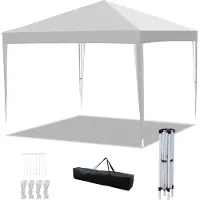Izrielar Tente pliante 3 x 3 m imperméable, tente pliante avec sac, tente de jardin et tente de réception stable pour le jardin, le camping, la plage et les activités de plein air, blanche