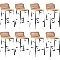 MOB-IN Lot de chaises SANA d'îlot et bar en chêne et assise cannage 65cm
