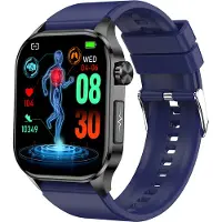 Douself ET580 smartwatch, montre sport, écran AMOLED 2,04 pouces, fitness tracker, 150 modes sportifs, bracelet en silicone, bleu