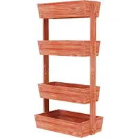 Happyment Jardinière surélevée pour l'intérieur et l'extérieur – 4 niveaux – Jardinière à herbes aromatiques en bois – Bac à plantes – Jardinière à fleurs et légumes – 140 × 65 cm