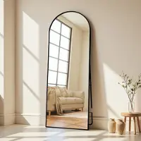UnboxG Miroir à poser élégant en arc 177×77 cm en noir - Miroir flexible pour tout le corps, à poser ou à fixer au mur pour chambre à coucher & dressing-room