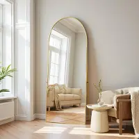 UnboxG Miroir à poser élégant en arc 177×77 cm doré - Miroir flexible pour tout le corps, à poser ou à fixer au mur pour chambre à coucher & dressing-room
