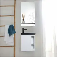 MOB-IN Ensemble lave-mains HAMPTON avec robinet noir et miroir tablette
