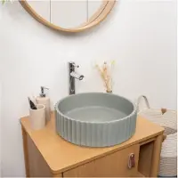 MOB-IN Vasque à poser ronde béton texturé vert 39,8cm