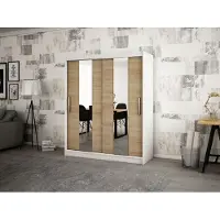 Minio Armoire 180 cm Blanc mat / Chêne Sonoma