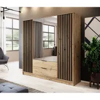 Minio Armoire avec miroir NELLY 4D Artisan chêne / noir