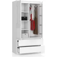 BDW Armoire 2 portes, 4 tablettes, blanc, 180 x 90 x 51 cm