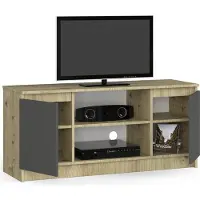 BDW , Commode, RTV Armoire, Meuble TV, 120x55x40 cm, , Chêne Artisan - Gris