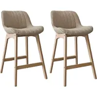 MOB-IN Lot de chaises MILK d'îlot et bar en chêne et assise tissu bouclette 65cm