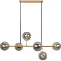 Light11 HOME Plafonnier Siena Gold 6 flammes verre gris fumé E14 bras longs