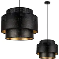 Light11 HOME Asti Trio Lampe À Suspendre Noir Et Or 35Cm Mesh