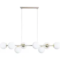 Light11 HOME Suspension Siena Cachemire 8 lampes avec abat-jours blancs E14 – élégante suspension pour le salon