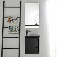 MOB-IN Ensemble lave-mains HAMPTON avec robinet noir et miroir tablette